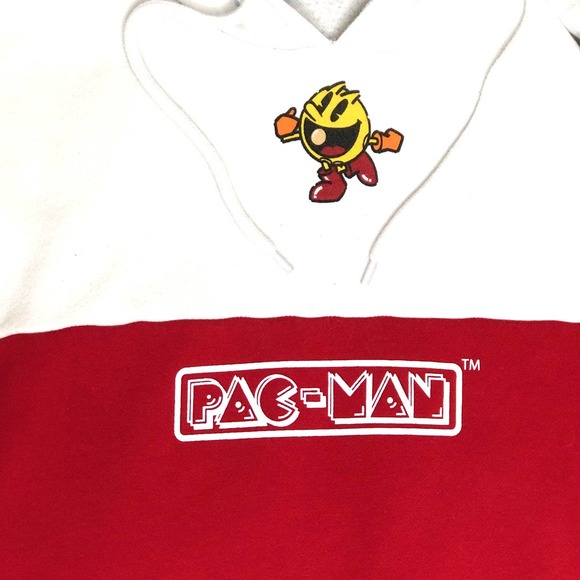 Pac-Man Sweatshirt Hoodie Red Blue Yellow Color Block Medium - Picture 5 of 8